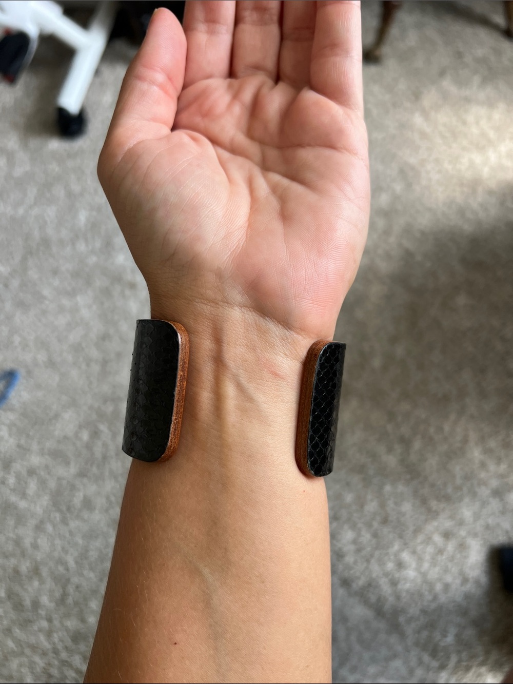 Fendi Zucca Snakeskin Leather Cuff Bracelet - Picture 2 of 11